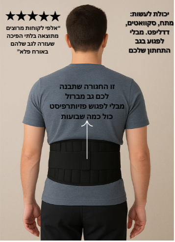 חגורת הגב שתעזור לכם לייצב את הגב תחתון בכול אימון/פעולה ספורטיבית מבלי שתרגישו כאבים